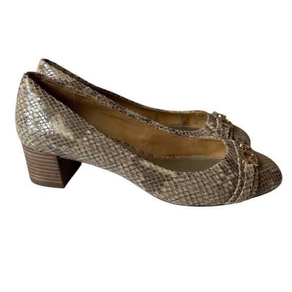 Coach Irene Women's 9 Brown Snake Skin Leather Pumps Slip On Shoes Taupe Neutral - Picture 6 of 9